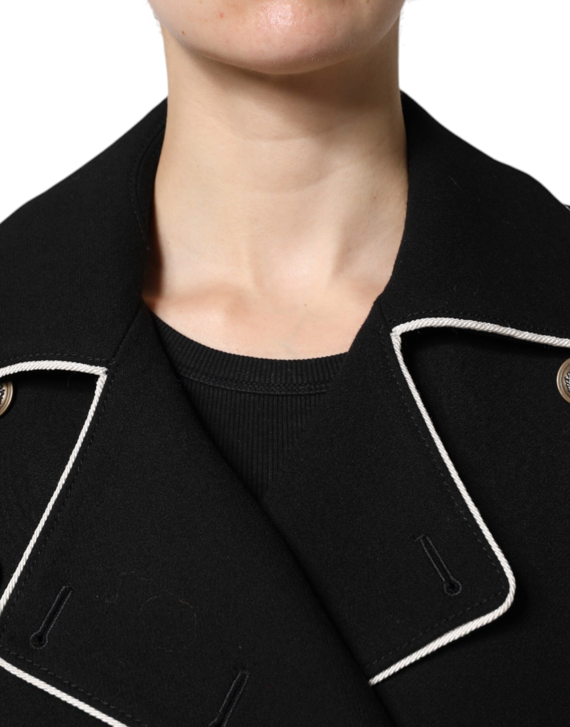 Veste blazer croisée en laine noire Dolce &amp; Gabbana