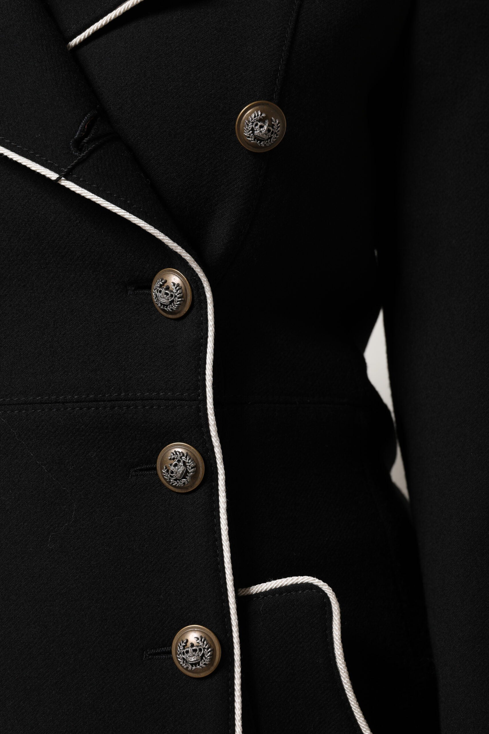 Veste blazer croisée en laine noire Dolce &amp; Gabbana