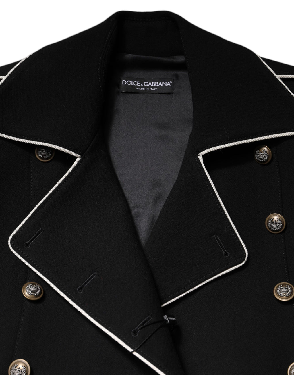 Veste blazer croisée en laine noire Dolce &amp; Gabbana