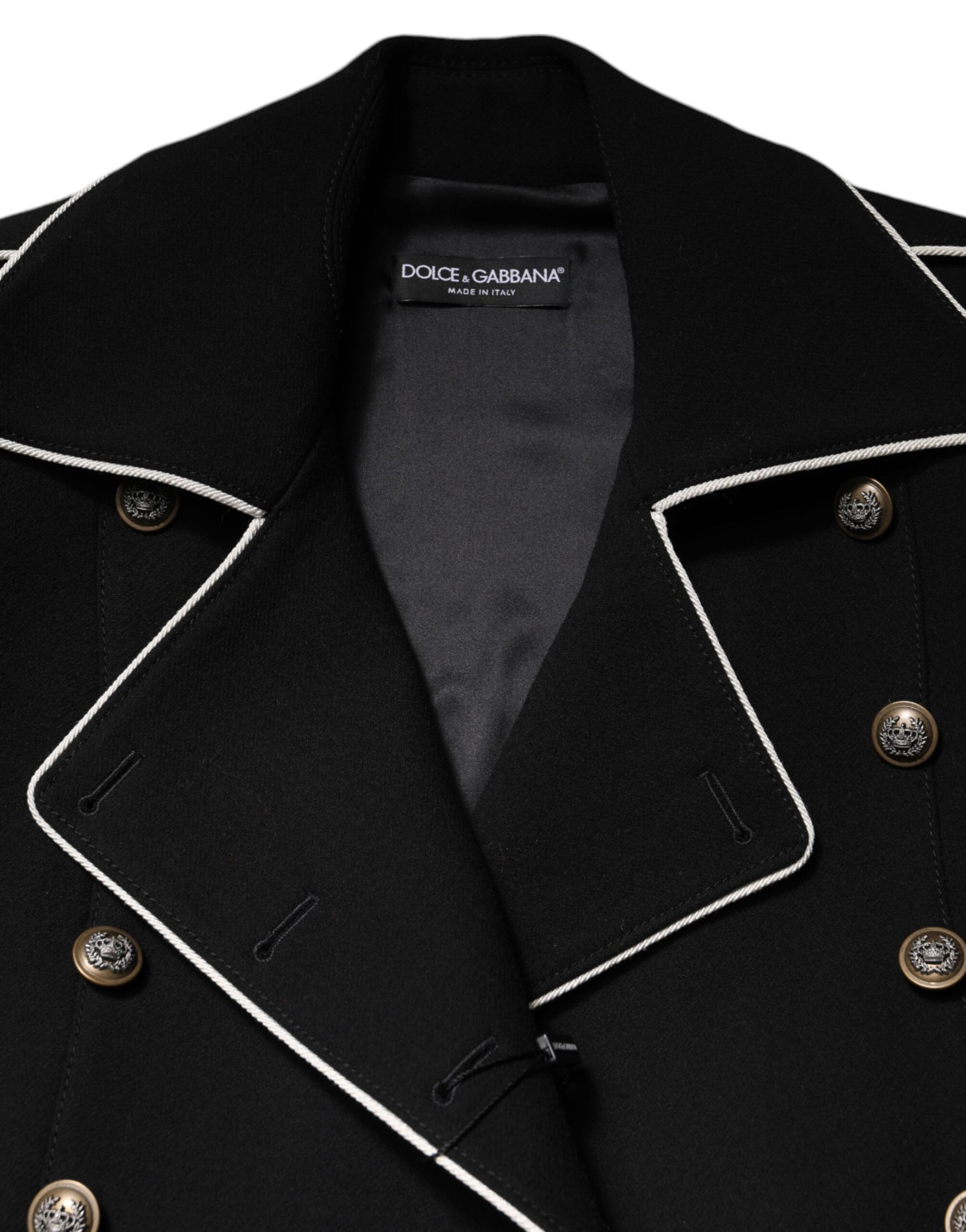 Veste blazer croisée en laine noire Dolce &amp; Gabbana