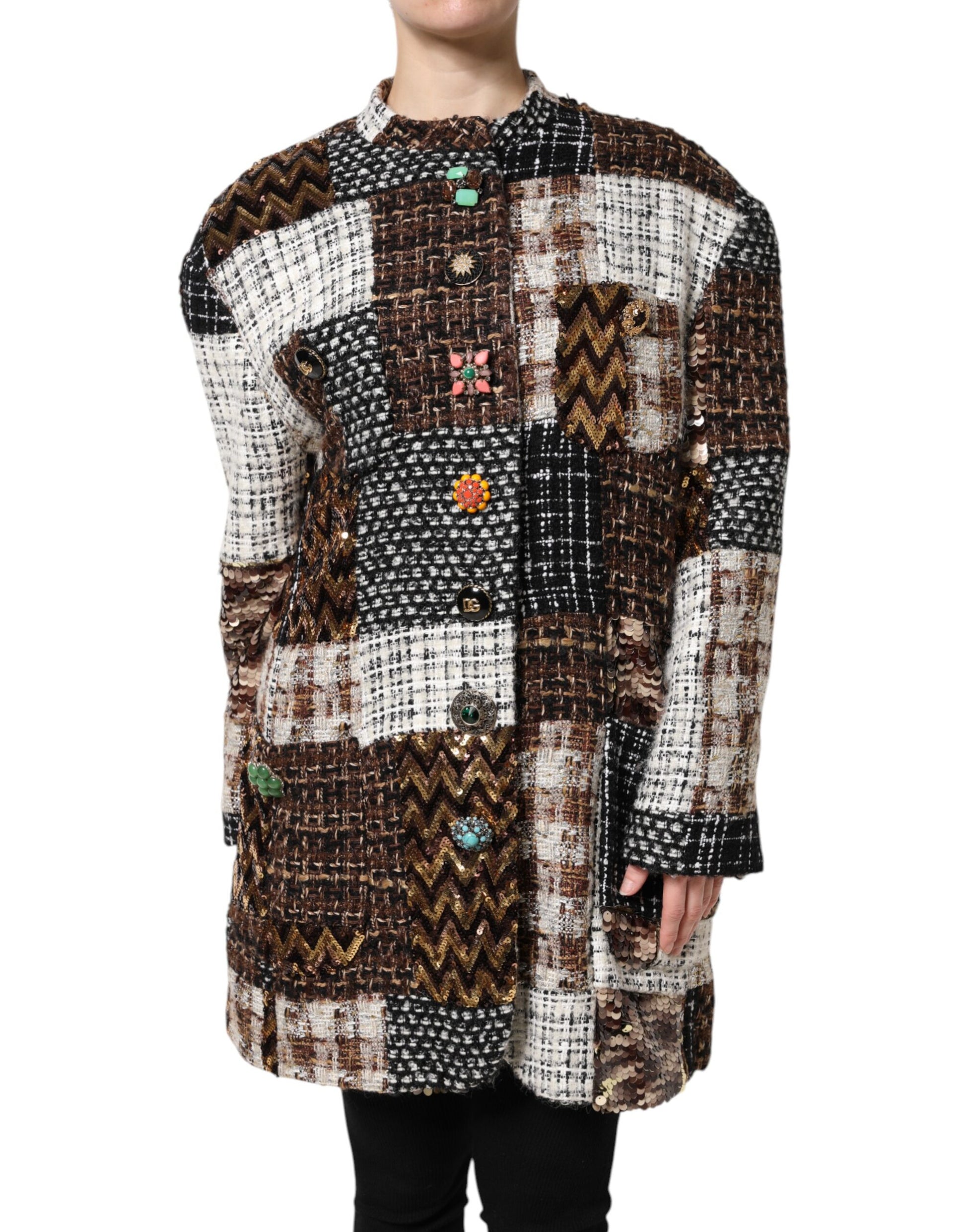 Veste boutonnée patchwork multicolore Dolce &amp; Gabbana