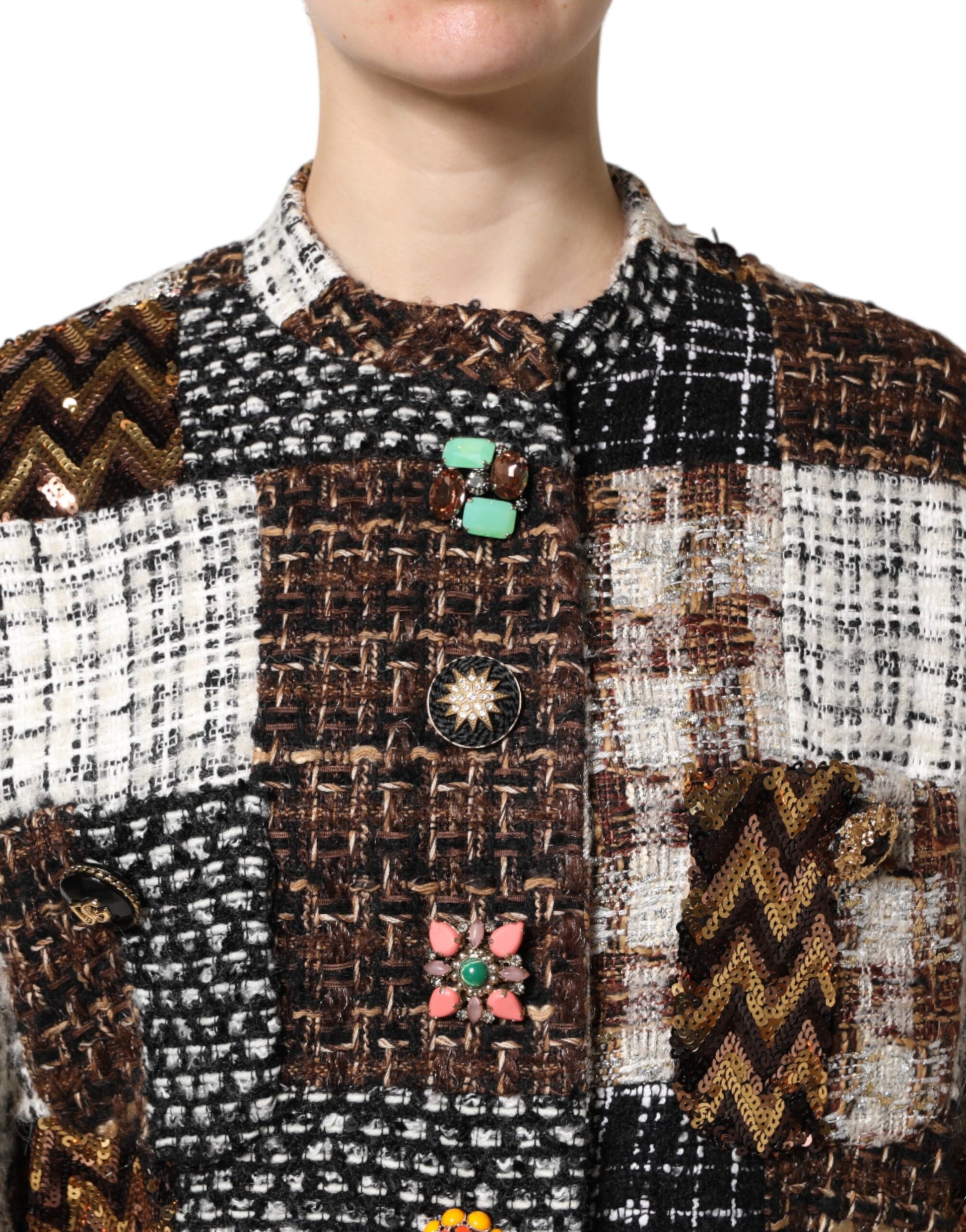Veste boutonnée patchwork multicolore Dolce &amp; Gabbana