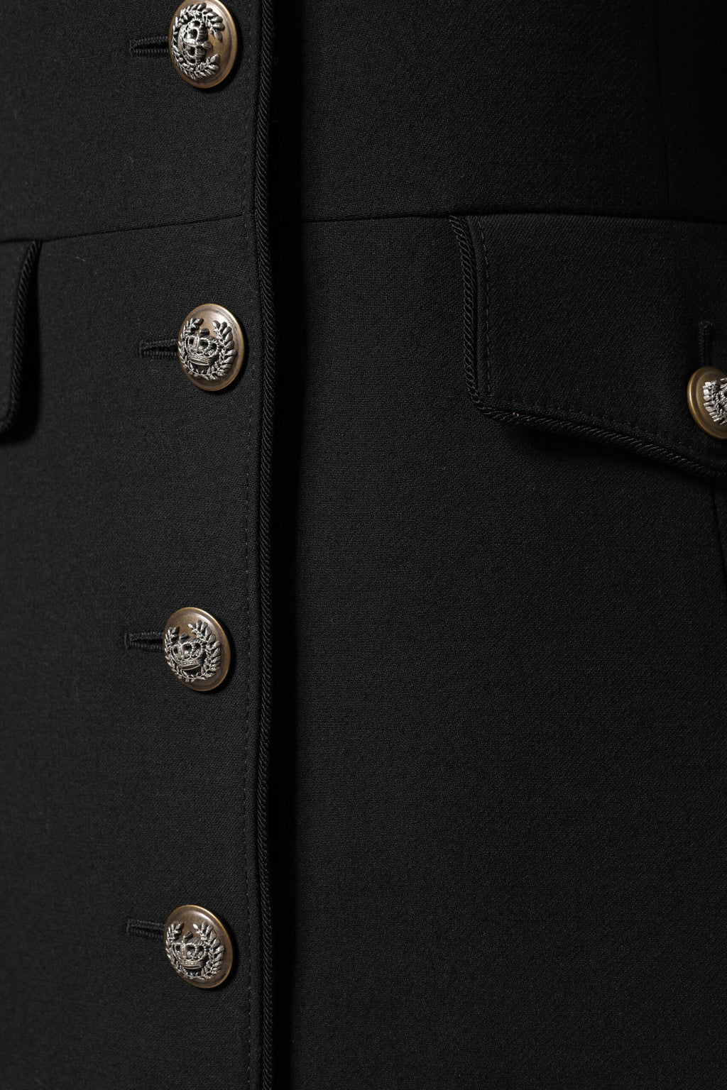 Trench-coat simple boutonnage en laine noire Dolce &amp; Gabbana