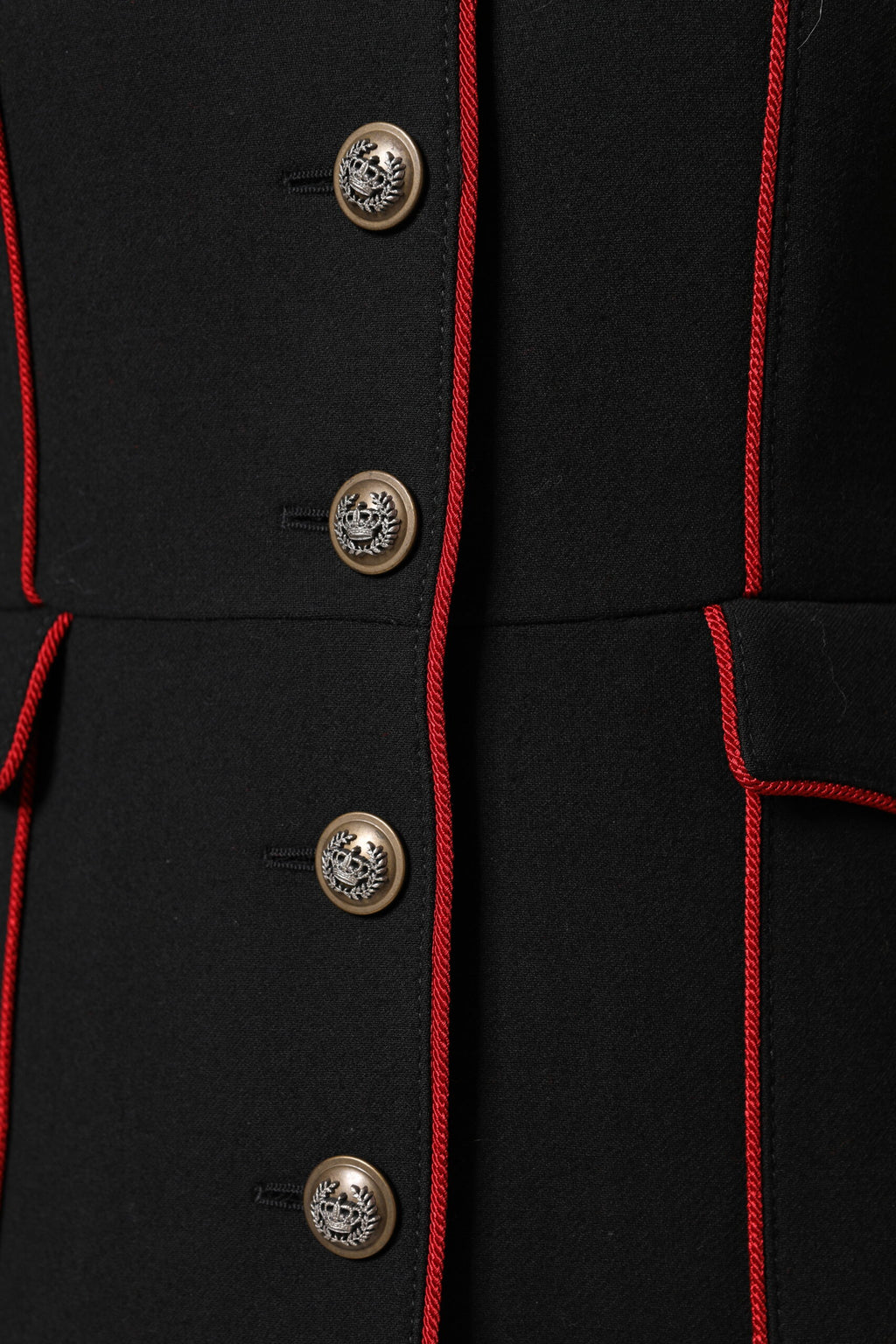 Trench-coat simple boutonnage en laine noire Dolce &amp; Gabbana
