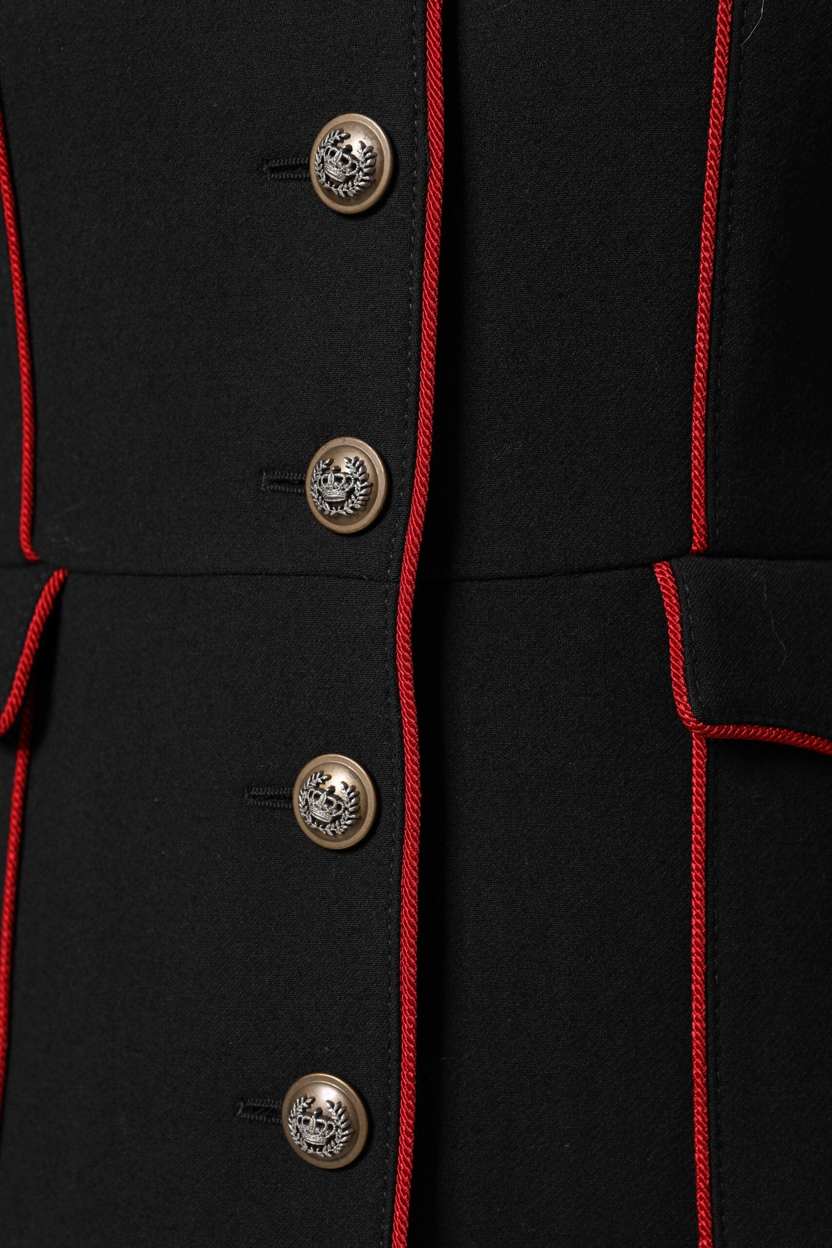 Trench-coat simple boutonnage en laine noire Dolce &amp; Gabbana