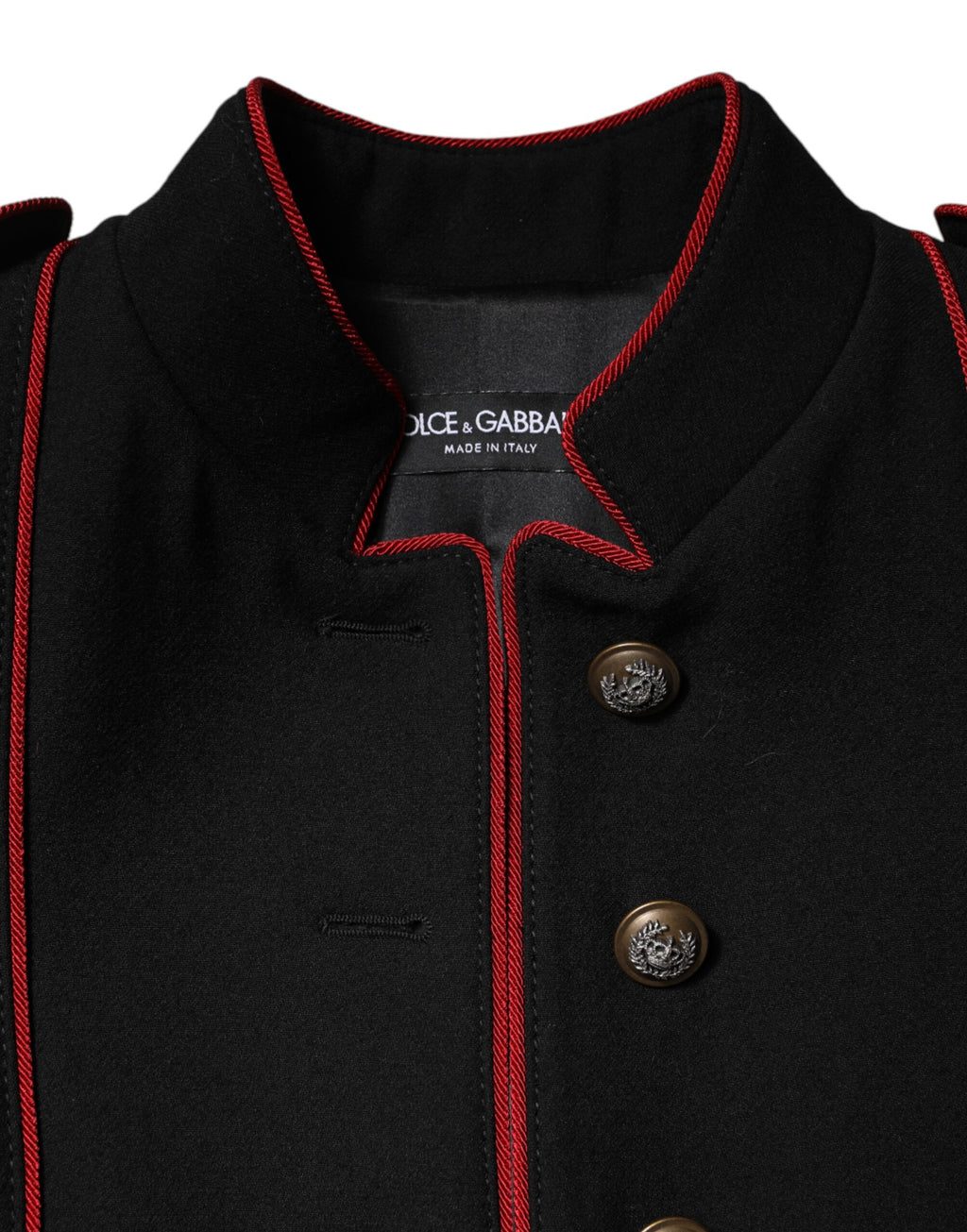 Trench-coat simple boutonnage en laine noire Dolce &amp; Gabbana