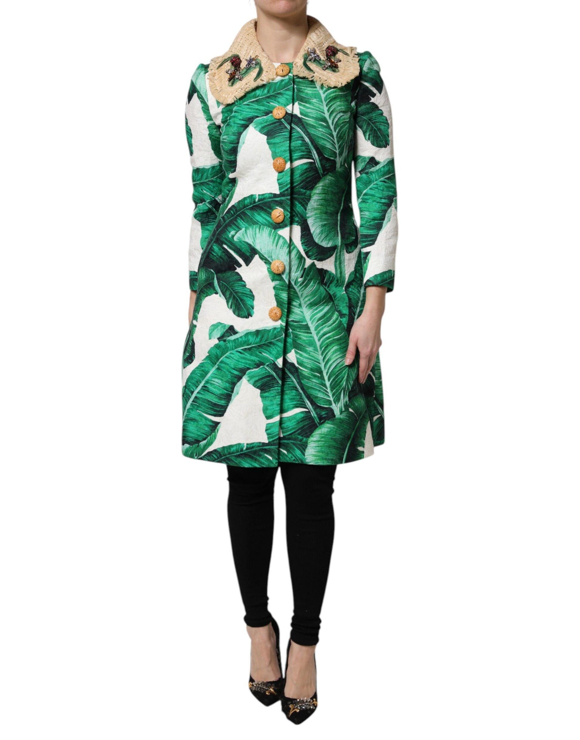 Dolce &amp; Gabbana - Trench-coat multicolore à imprimé feuilles