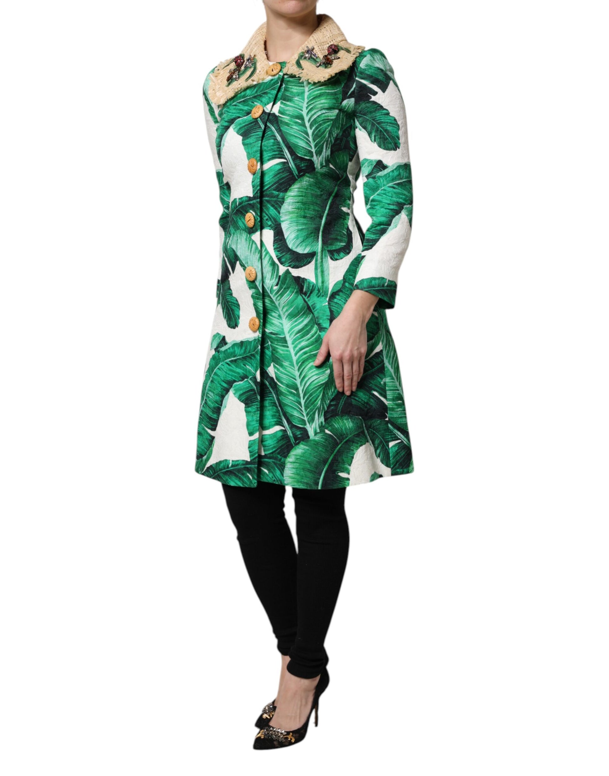Dolce &amp; Gabbana - Trench-coat multicolore à imprimé feuilles