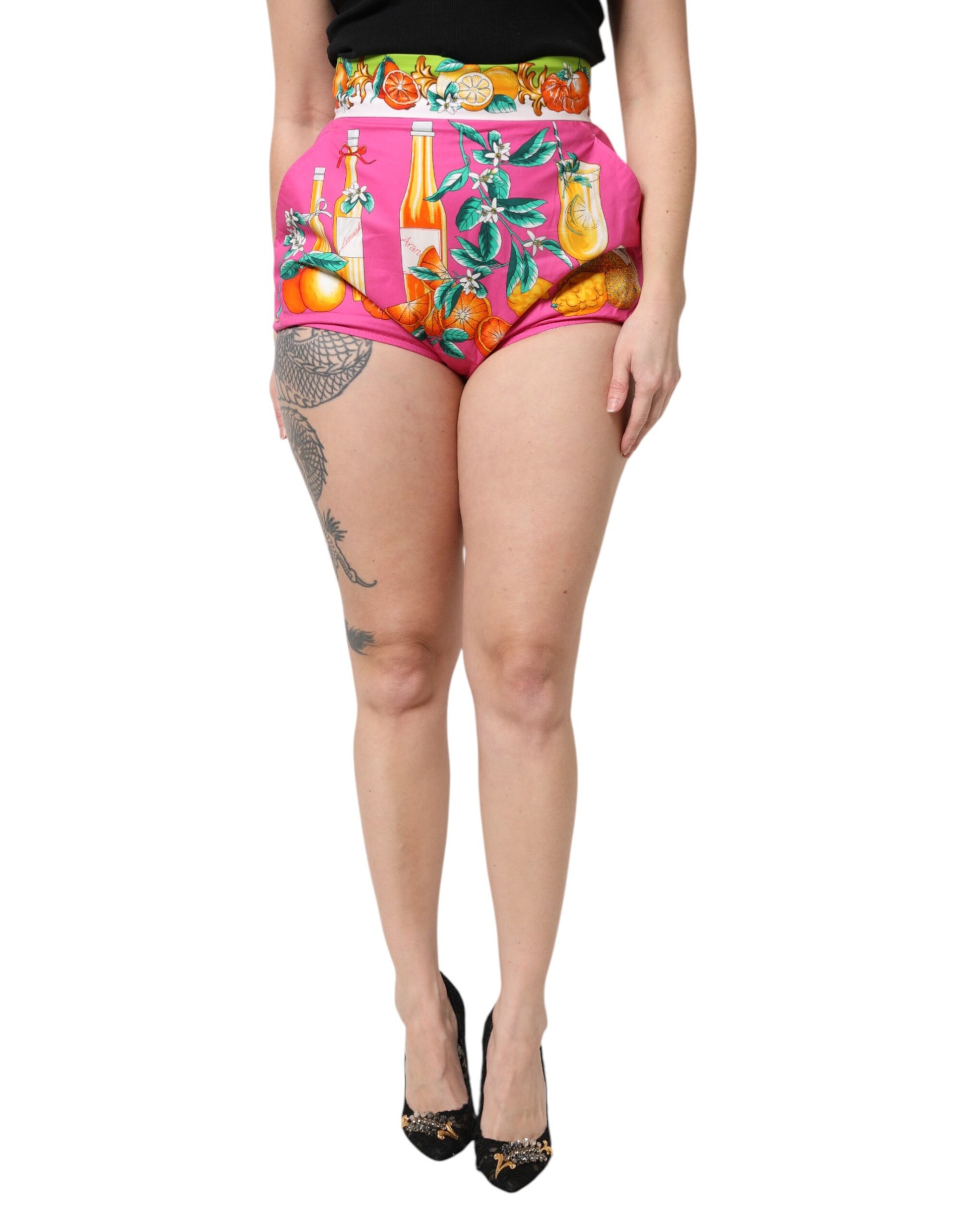 Short taille haute imprimé rose Dolce &amp; Gabbana
