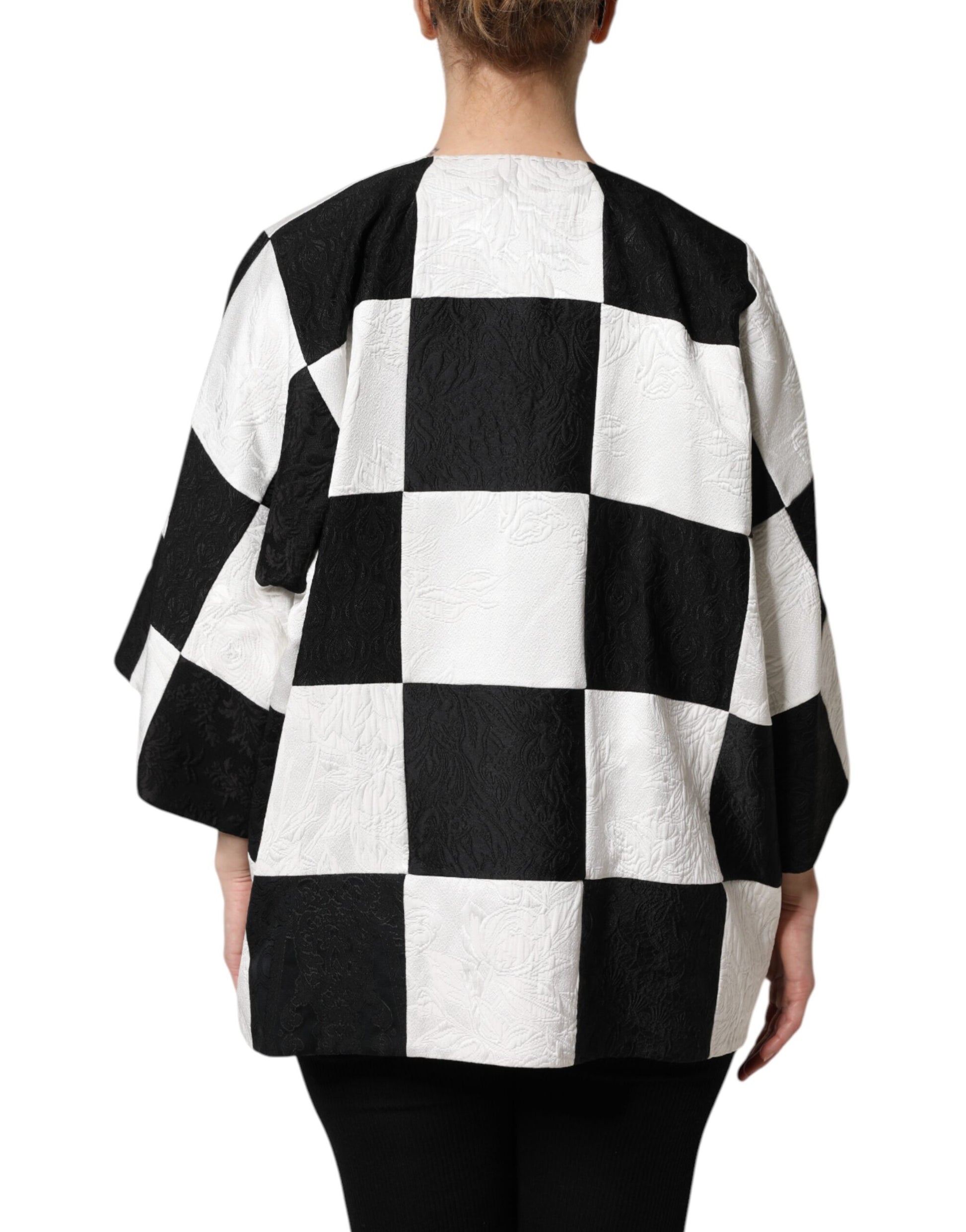 Veste blazer en jacquard patchwork blanc et noir Dolce &amp; Gabbana