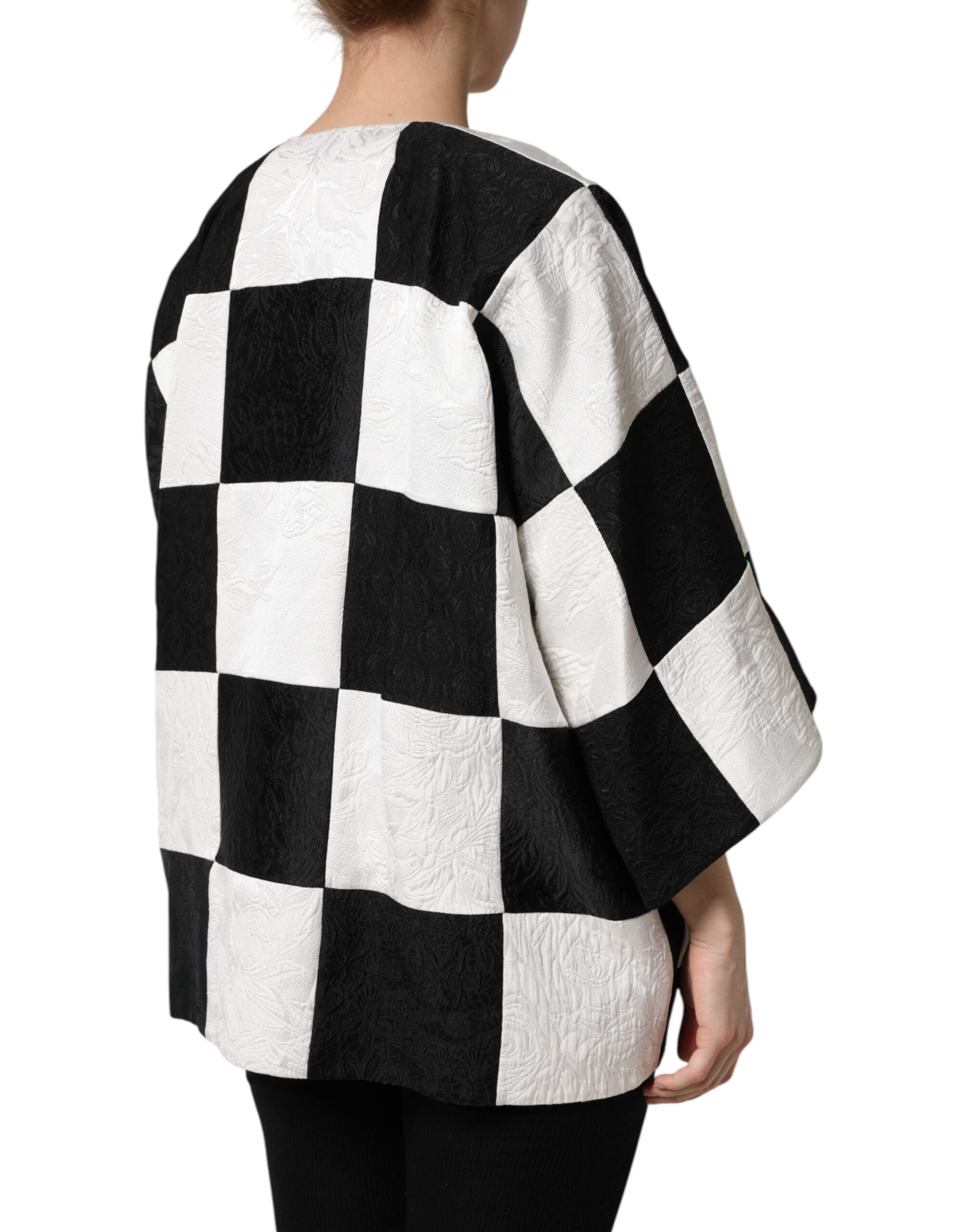 Veste blazer en jacquard patchwork blanc et noir Dolce &amp; Gabbana