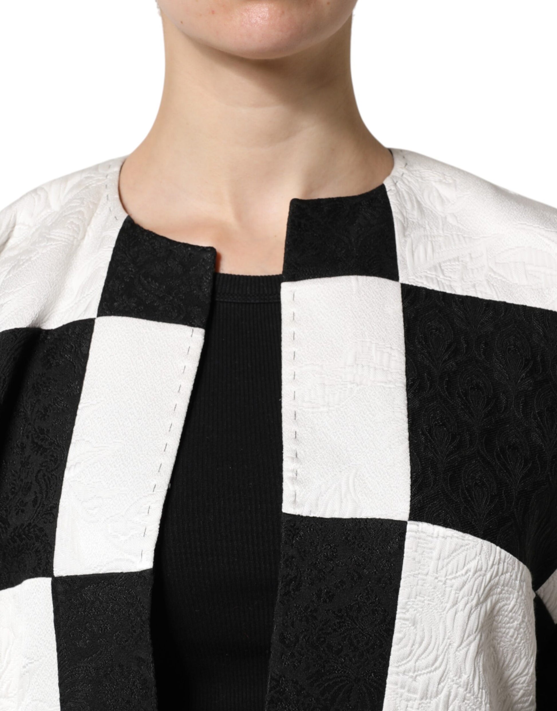 Veste blazer en jacquard patchwork blanc et noir Dolce &amp; Gabbana