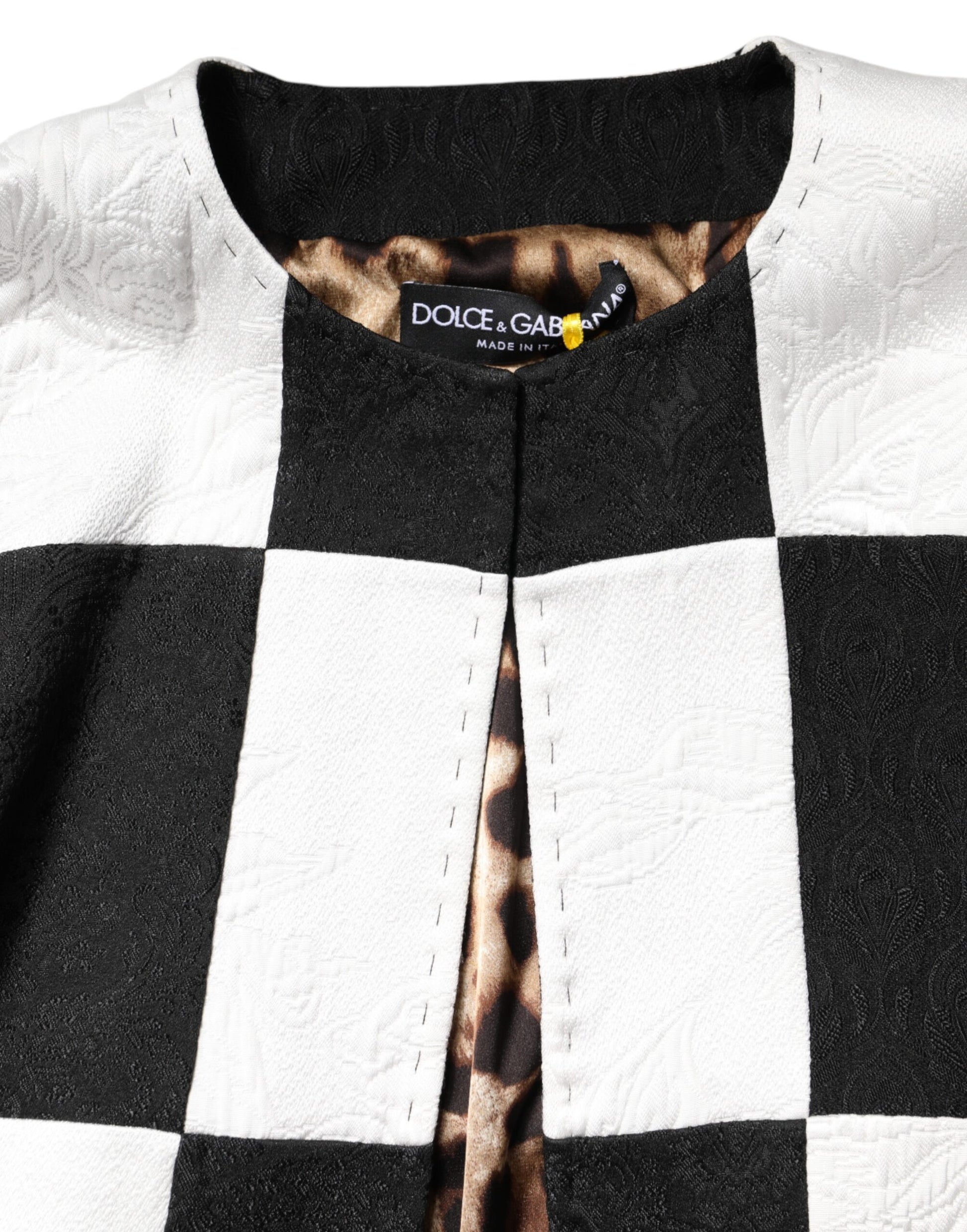 Veste blazer en jacquard patchwork blanc et noir Dolce &amp; Gabbana