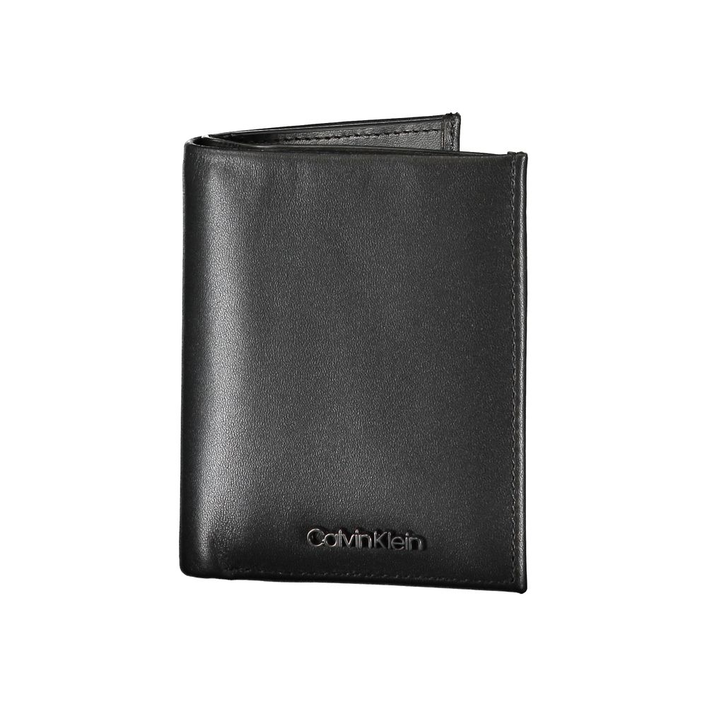 Portefeuille RFID élégant en cuir noir Calvin Klein
