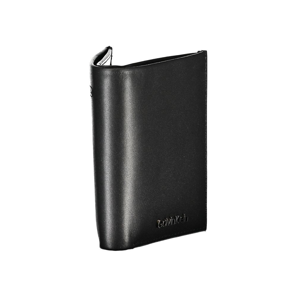Portefeuille RFID élégant en cuir noir Calvin Klein