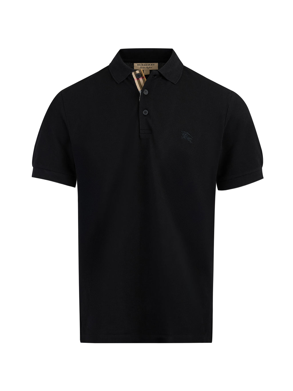 Polo à col en coton noir Burberry