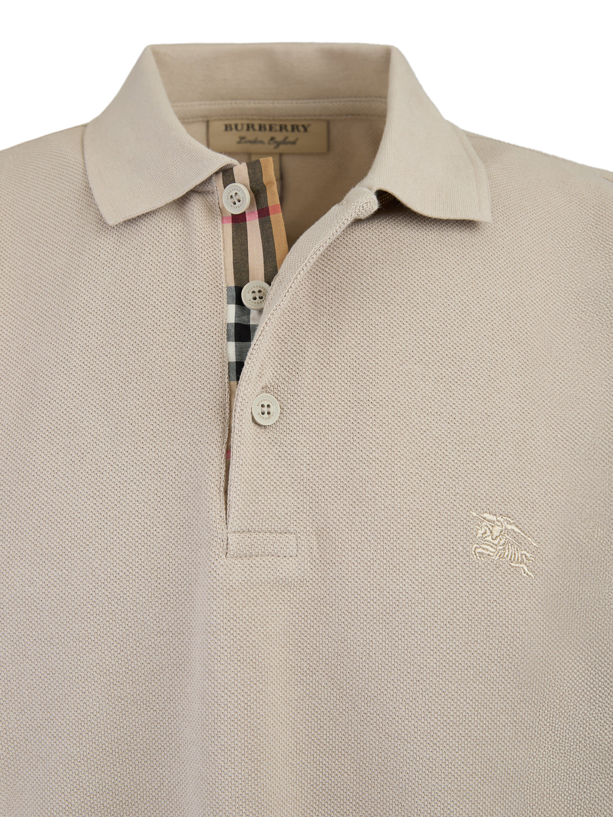 Polo à col en coton Burberry Pale Stone