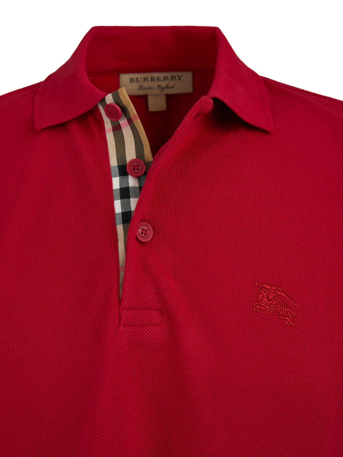 Polo Burberry en coton rouge à col