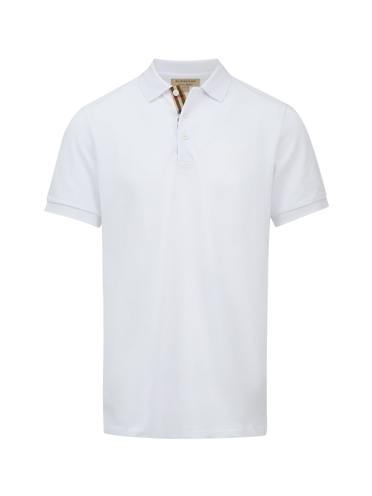 Polo à col en coton blanc Burberry