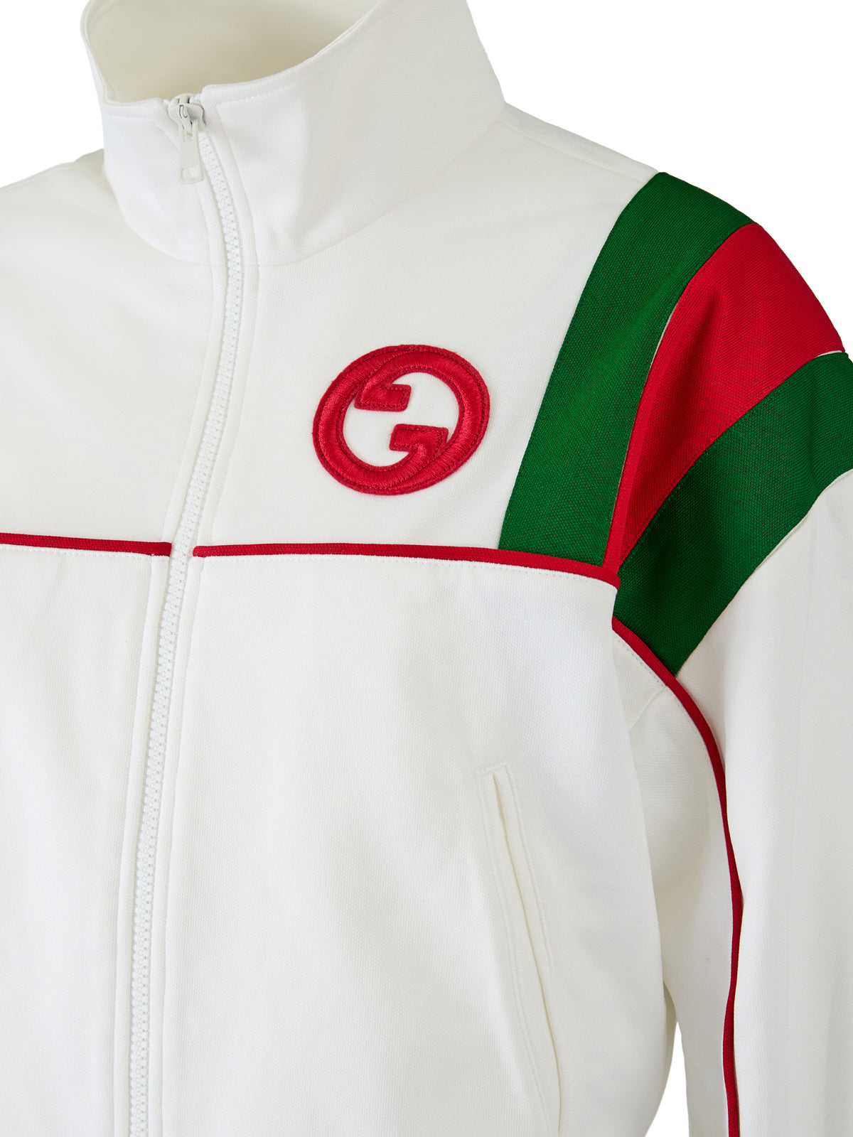 Sweat-shirt blanc en polyester avec logo Gucci