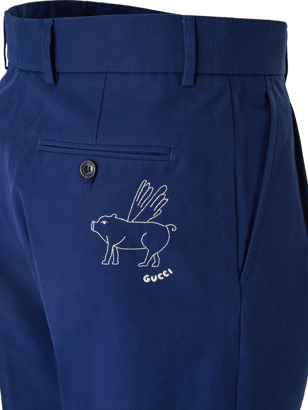 Pantalon classique en coton bleu Gucci