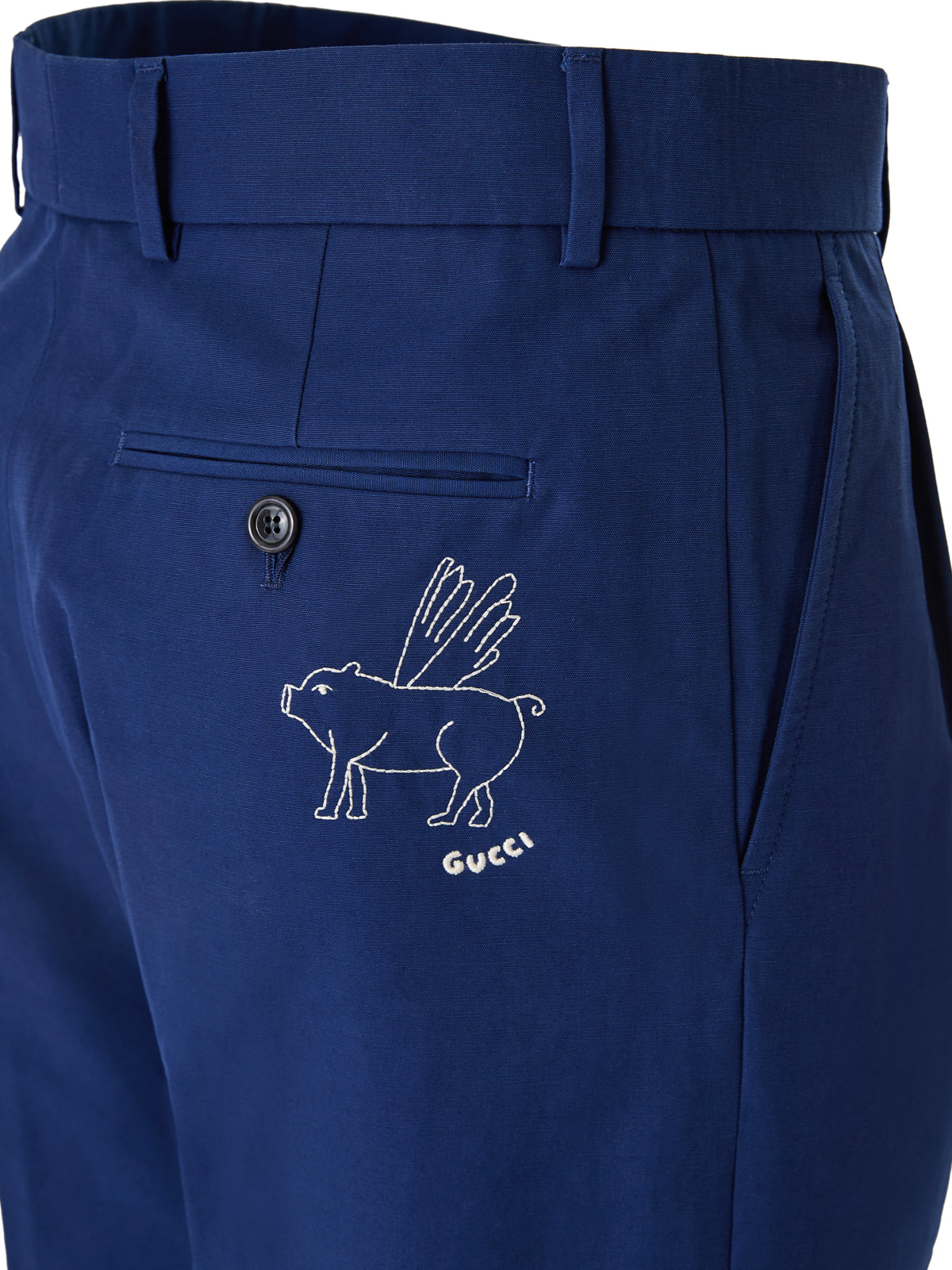 Pantalon classique en coton bleu Gucci