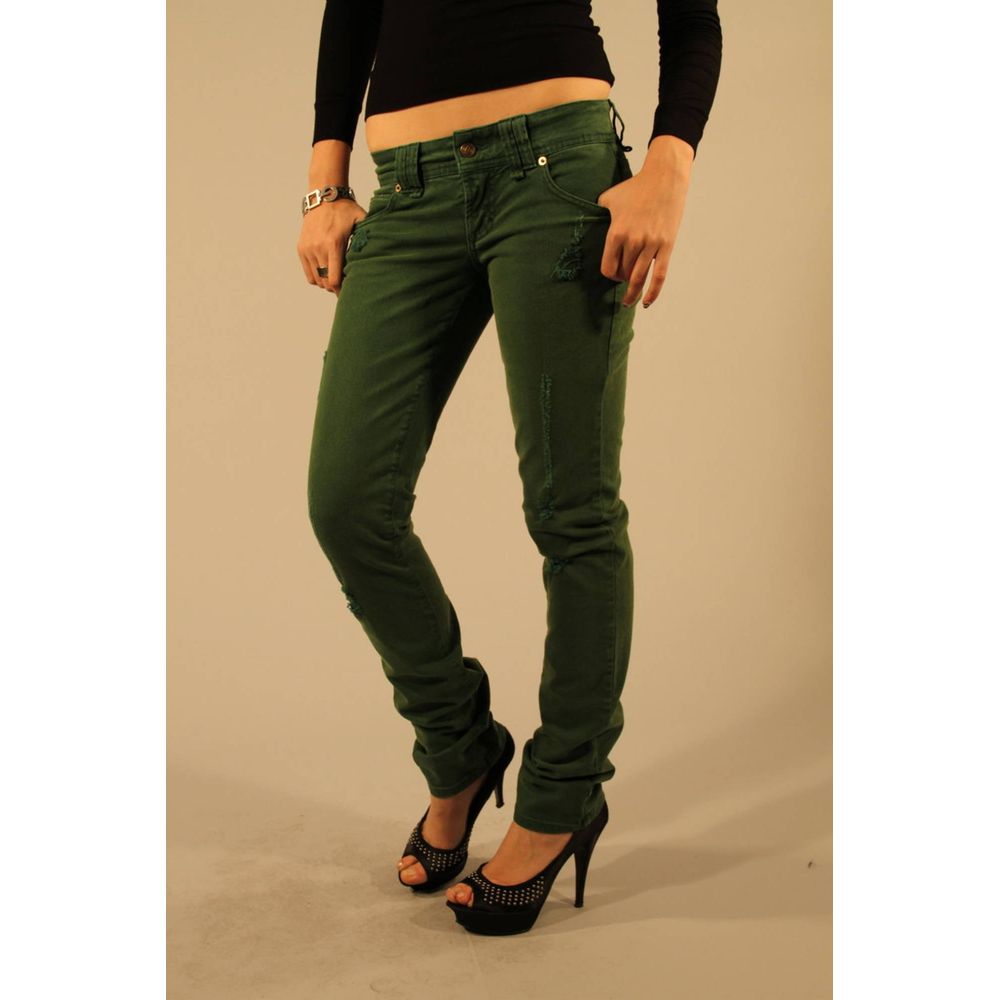 Jean femme en coton vert John Galliano