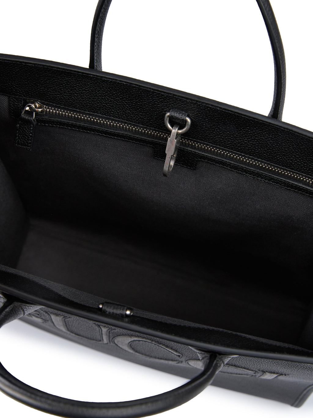Sac fourre-tout moyen en cuir noir avec logo Gucci