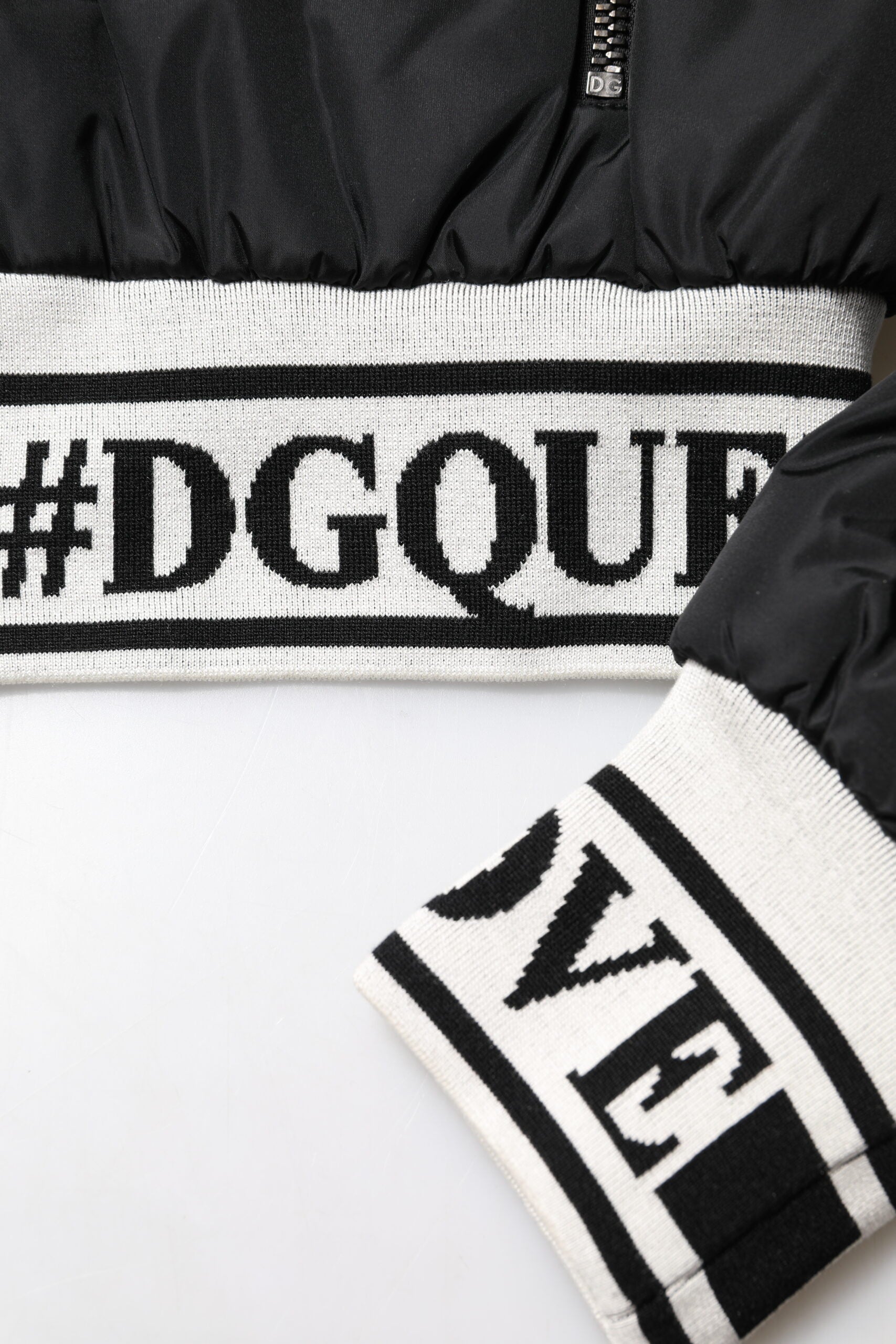 Blouson aviateur zippé en nylon noir Dolce &amp; Gabbana #DGFamily