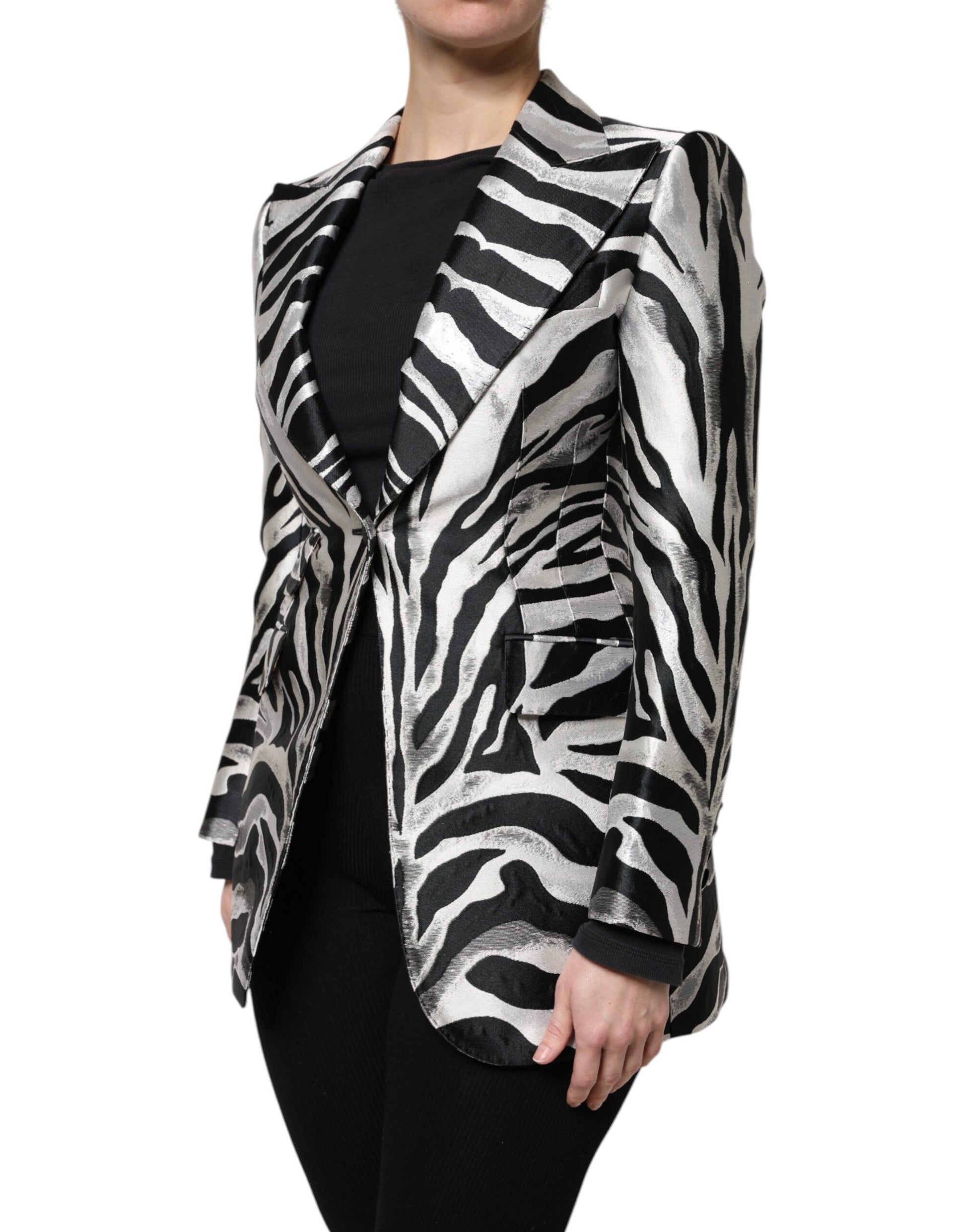Veste blazer Dolce &amp; Gabbana en polyester noir et blanc pour femme