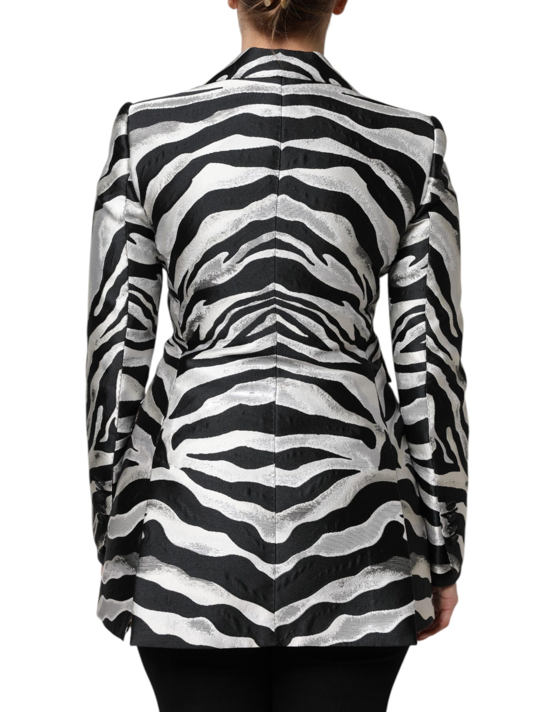 Veste blazer Dolce &amp; Gabbana en polyester noir et blanc pour femme