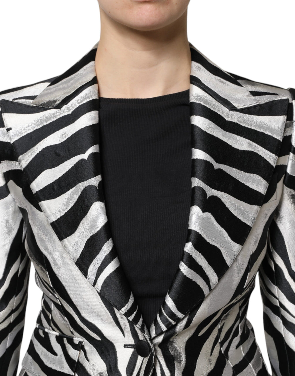 Veste blazer Dolce &amp; Gabbana en polyester noir et blanc pour femme