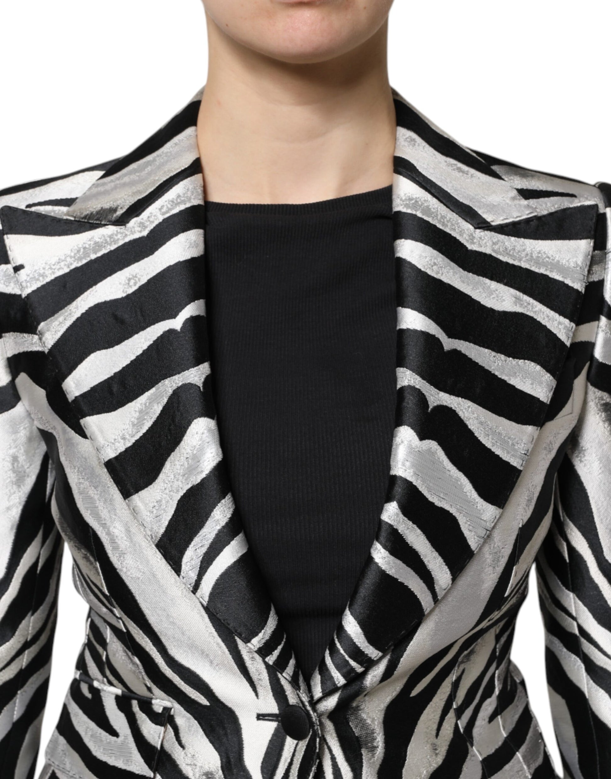 Veste blazer Dolce &amp; Gabbana en polyester noir et blanc pour femme