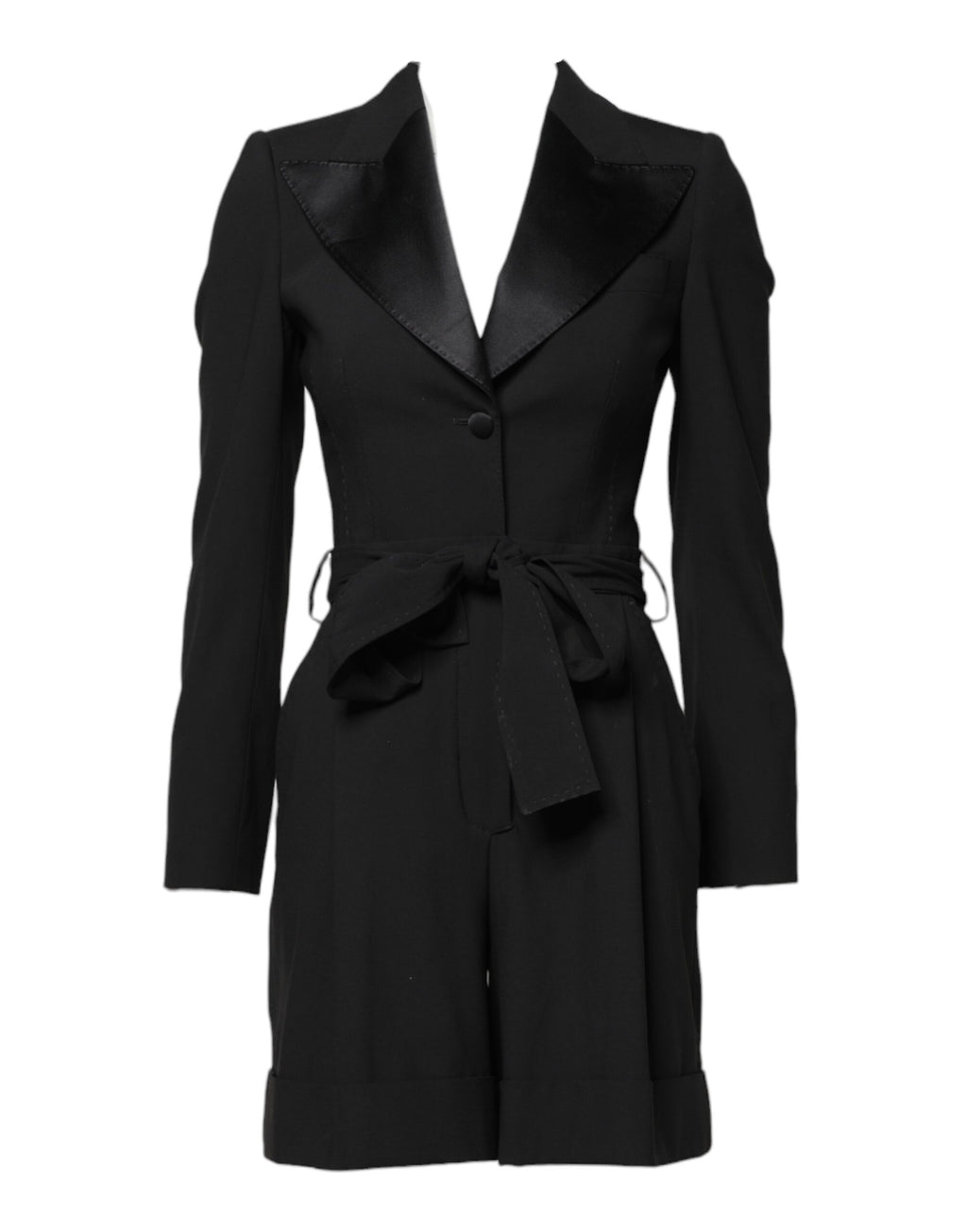 Dolce &amp; Gabbana - Robe-combinaison en laine noire pour femme - Manteau et veste