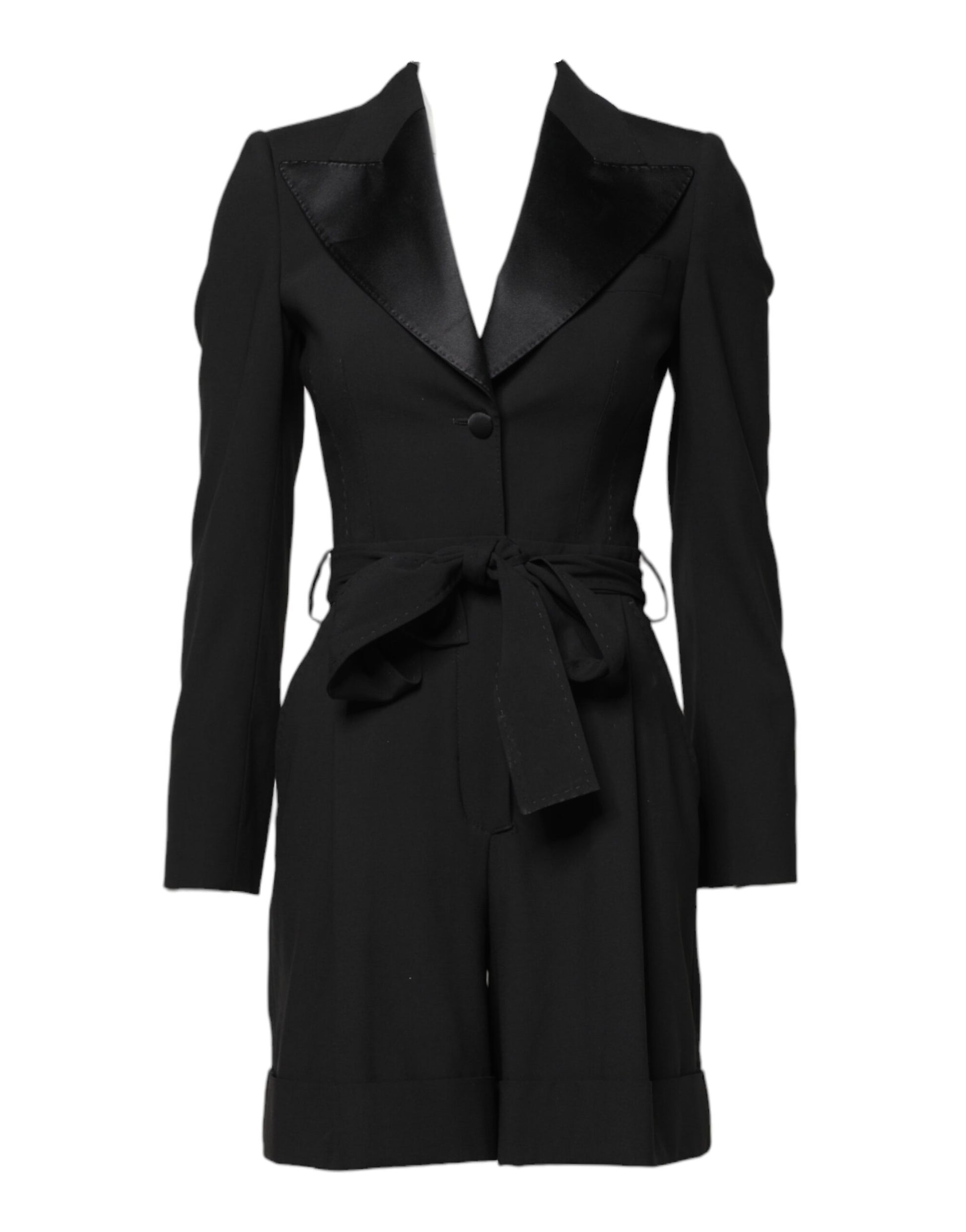 Dolce &amp; Gabbana - Robe-combinaison en laine noire pour femme - Manteau et veste