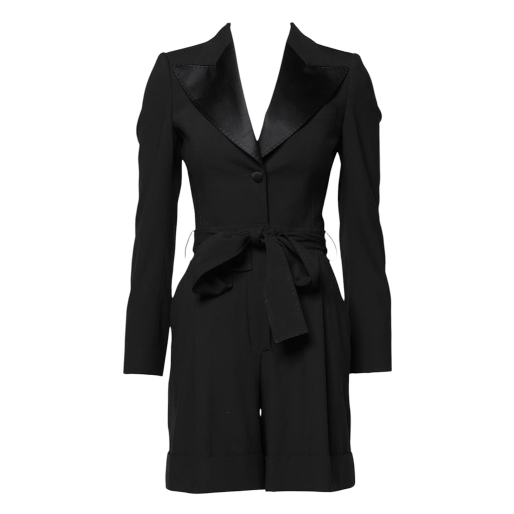 Dolce &amp; Gabbana - Robe-combinaison en laine noire pour femme - Manteau et veste
