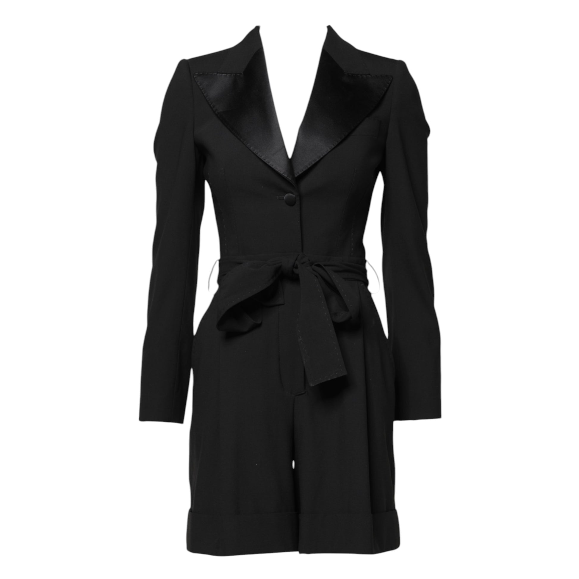 Dolce &amp; Gabbana - Robe-combinaison en laine noire pour femme - Manteau et veste