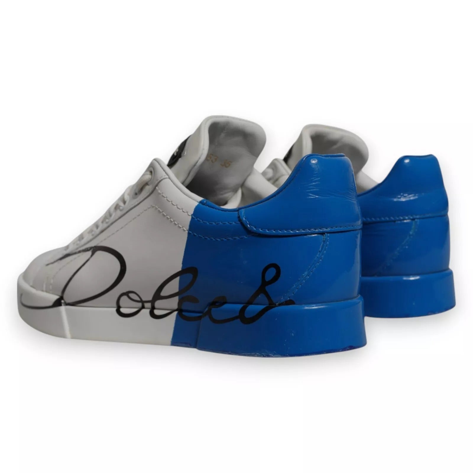 Baskets Portofino blanches et bleues Dolce &amp; Gabbana avec logo