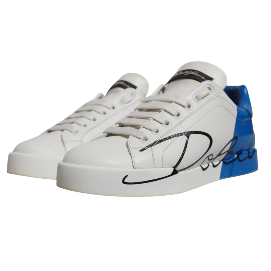 Baskets Portofino blanches et bleues Dolce &amp; Gabbana avec logo