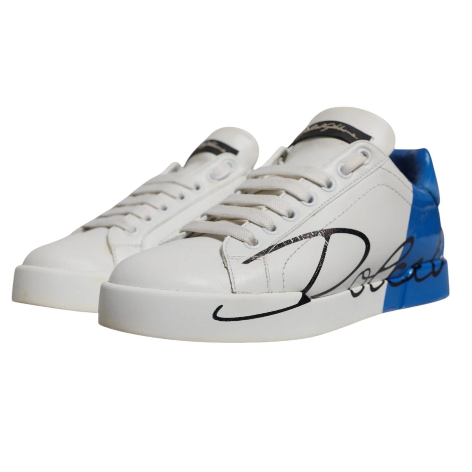 Baskets Portofino blanches et bleues Dolce &amp; Gabbana avec logo