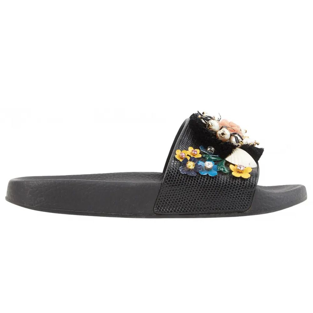 Sandale en coton noir Dolce &amp; Gabbana