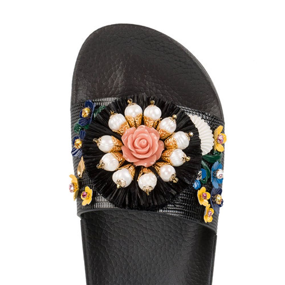 Sandale en coton noir Dolce &amp; Gabbana