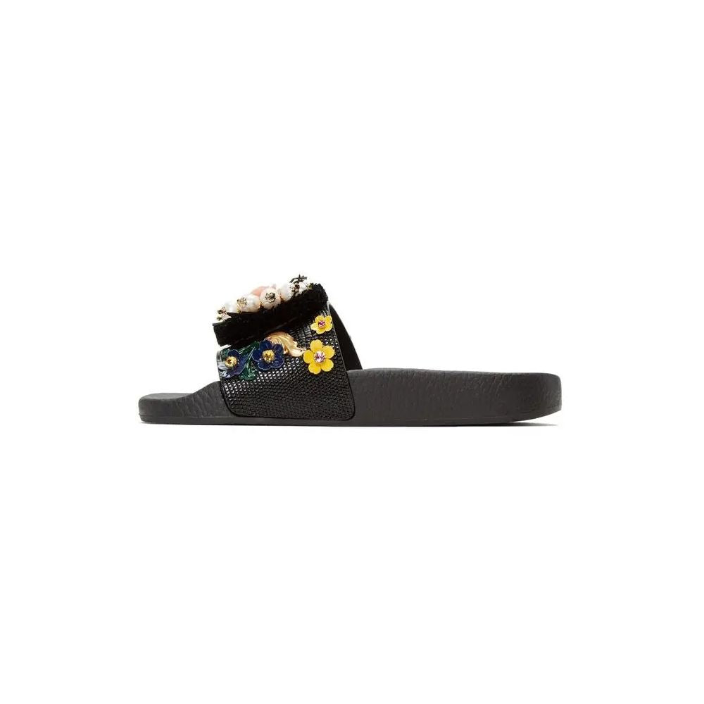 Sandale en coton noir Dolce &amp; Gabbana