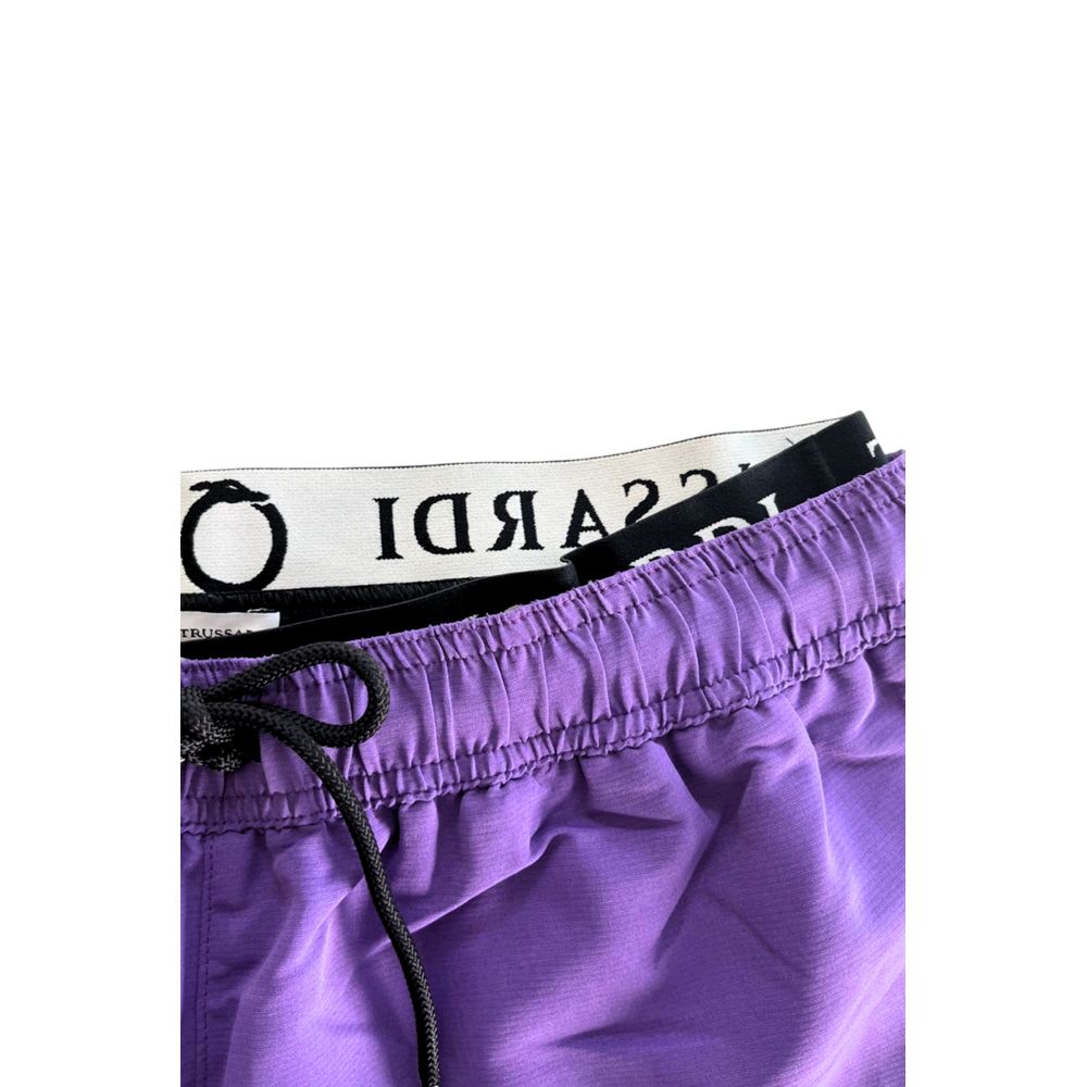 Short de bain homme Trussardi Beachwear en polyester violet