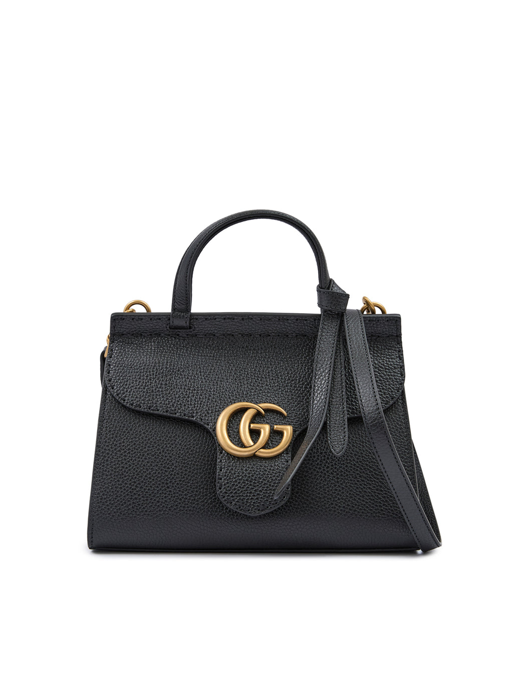 Sac à main Gucci en cuir noir GG Marmont