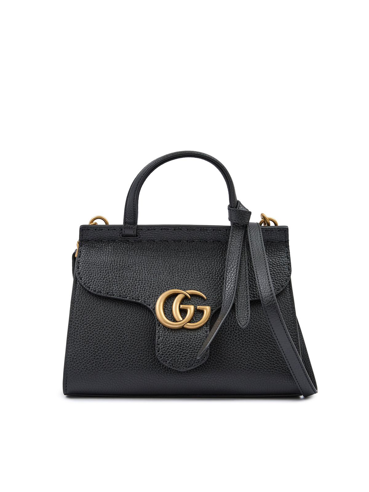 Sac à main Gucci en cuir noir GG Marmont