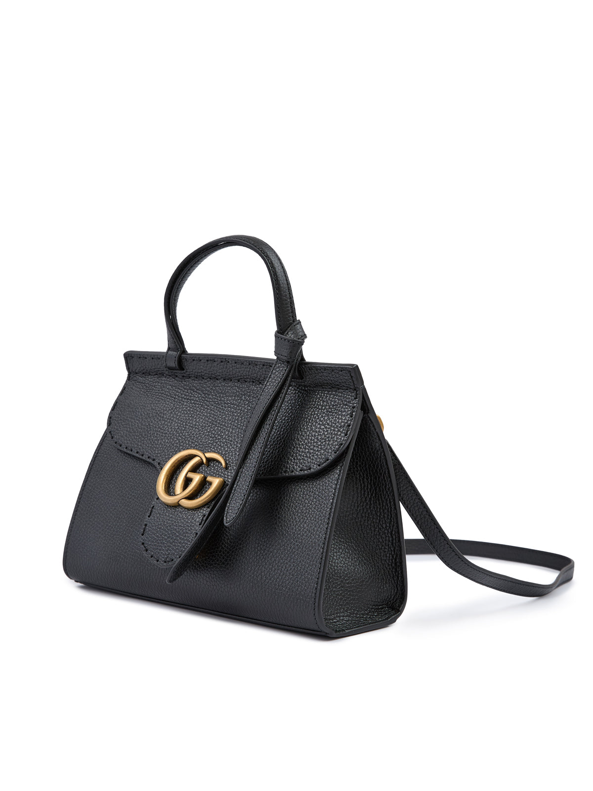 Sac à main Gucci en cuir noir GG Marmont