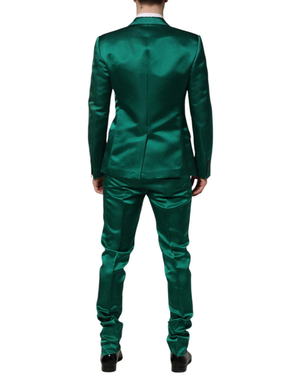 Costume 3 pièces en soie verte Dolce &amp; Gabbana à boutonnage simple