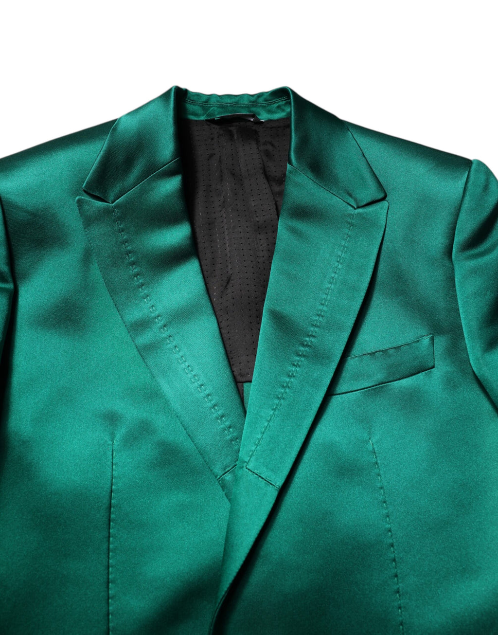 Costume 3 pièces en soie verte Dolce &amp; Gabbana à boutonnage simple