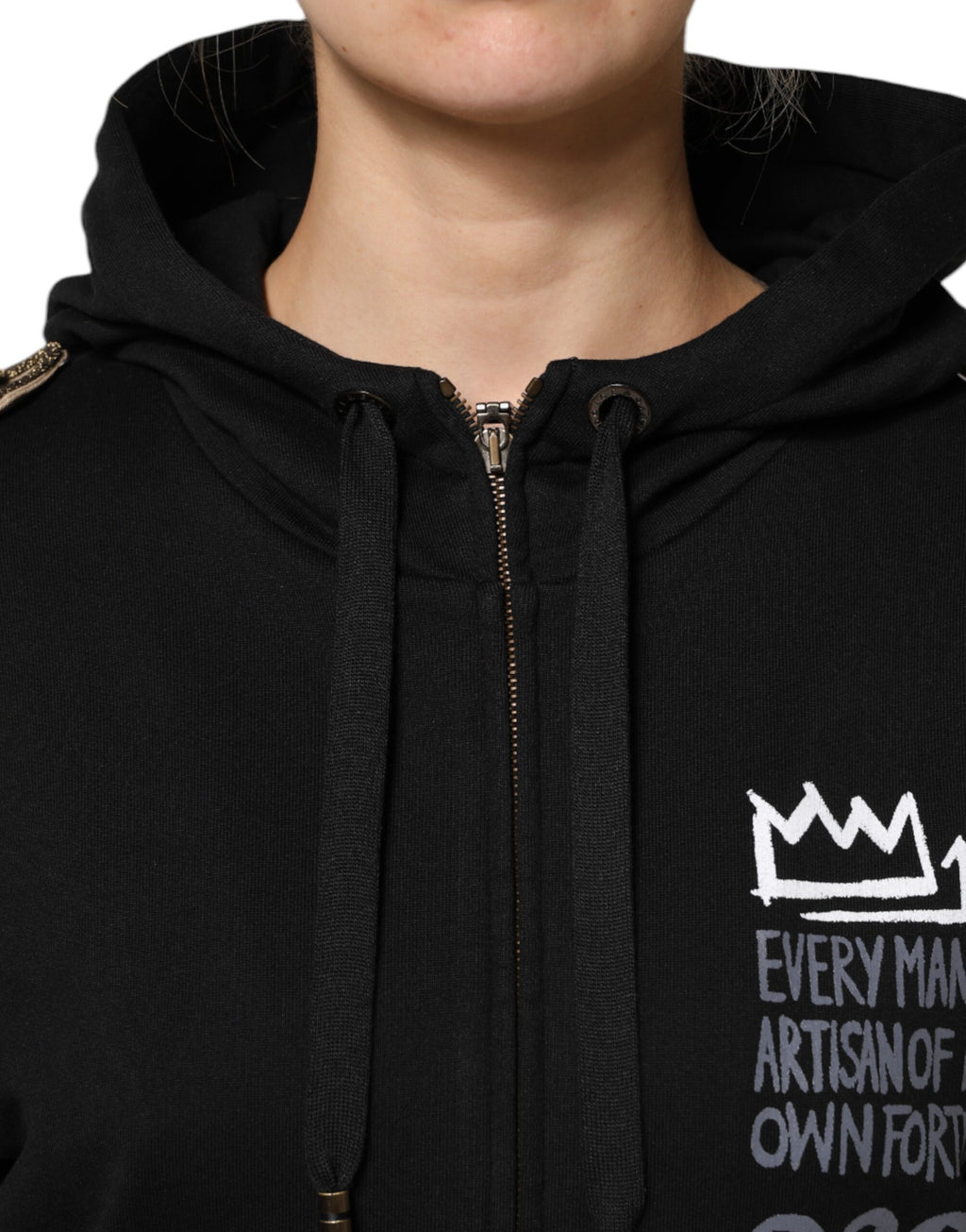 Veste sweat-shirt à capuche et fermeture éclair intégrale avec logo noir Dolce &amp; Gabbana